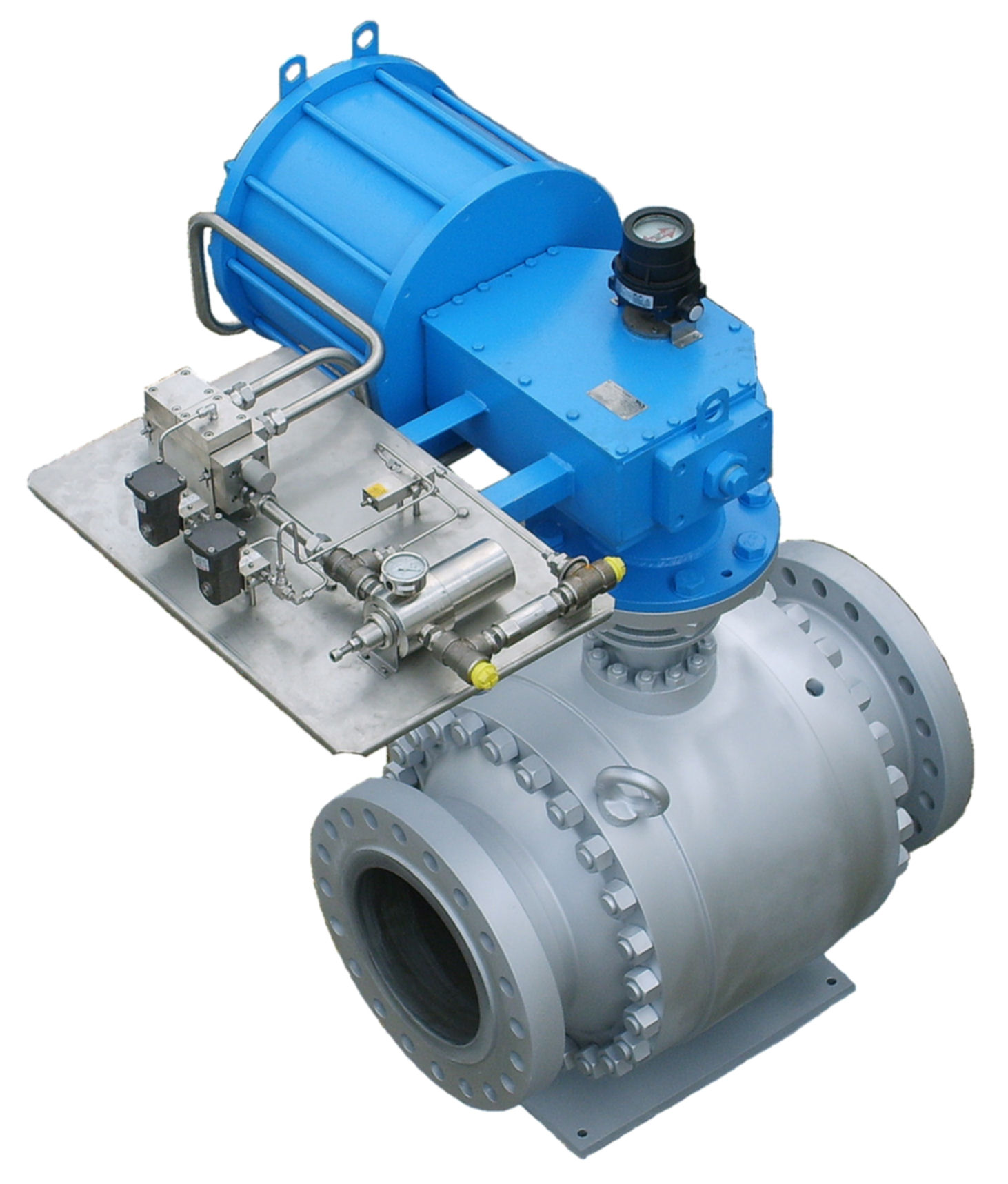 True metal seated ball valve for high temperature application mounted with Scotch-Yoke actuator